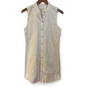 MICHAEL Michael Kors White Eyelet Sleeveless Button Down Shirt Dress 6